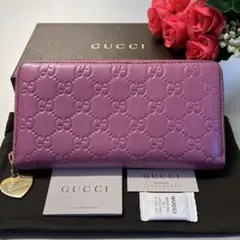 新品同様‼️ グッチ GUCCI 財布 長財布 シマレザー ラウンドファスナー