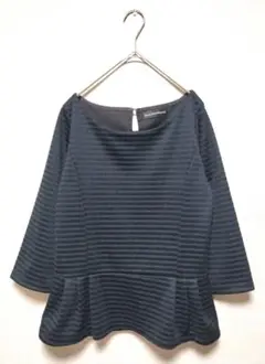 GREEN LABEL RELAXING　ペプラム切替カットソーブラウス　紺系