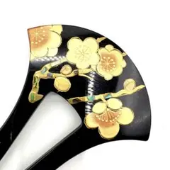 【極美品】蒔絵かんざし 梅竹両面デザイン 黒金