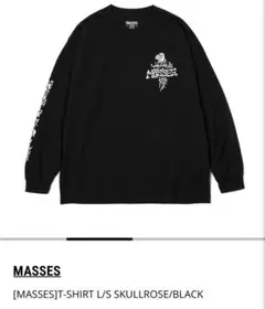 MASSES スカルローズ ブラック ロングスリーブTシャツ