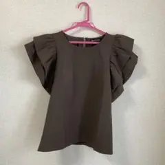 DayCloset ブラウン フリル袖 ノースリーブ
