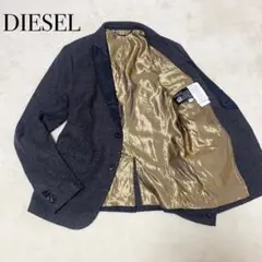 希少 DEISEL テーラードジャケット タキシード カシミヤ グレー ゴールド