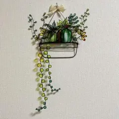 ハンドメイド　ワイヤーアート　ワイヤークラフト☆壁飾りグリーン2