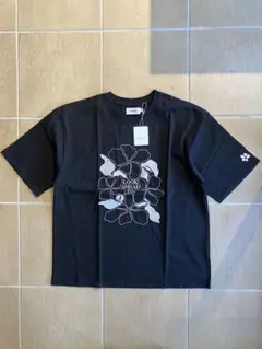 ATELANE アテレーン フラワー刺繍半袖Tシャツ　ブラック　M