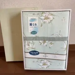 Ky52　綿毛布　綿100%　40×200　日本製　花柄　シングル　リバーシブル