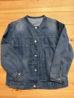Fashion letterノーカラーデニムジャケット