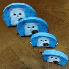 白い猫イラスト マルチケース４点セット