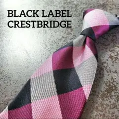 ブラックレーベルクレストブリッジ チェッ　ク 定番 美品 ネクタイ パープル