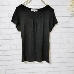 【美品】(M) INDIVI インディヴィ 半袖シャツ 黒 シンプル 無地