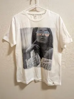 女性写真　プリントTシャツ　白　サイズLL