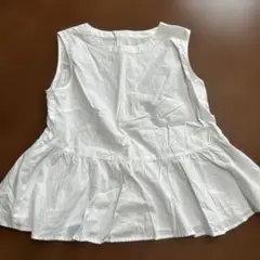 ホワイト ペプラムノースリーブ トップス M