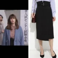 ViS ハイウエストIラインスカート ブラック 黒 S　深キョン着用 はじこい