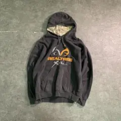 【PEALTREE】ロゴプリント　パーカー　黒　古着 used 6TAS3