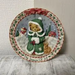 Cherished Teddies 3Dプレート　飾り皿　クリスマスカラー