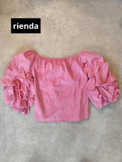 rienda パフスリーブブラウス ピンク 2WAY