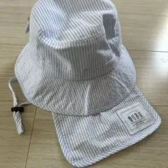 新品タグ付き☆子供用リボン付きストライプ　ハット　日よけ付き52cm