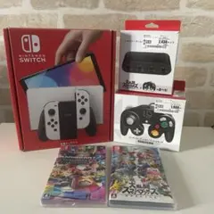 Switch本体有機EL マリカー スマブラ キューコン 接続タップまとめ売り