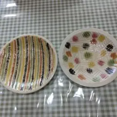 ストライプとドットの皿セット