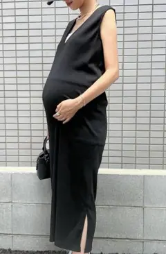 前後2way授乳ジップ付きリブワンピース
