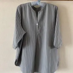 ストライプ グレー 五分袖チュニック 4XL