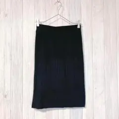 【&byP&G】ニットタイトスカート ひざ丈 黒 ウエストゴム M