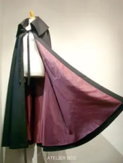 Atelier BOZ コウモリ衿 ロングマント 表黒x裏赤