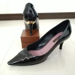 LOUIS VUITTON【ルイヴィトン】ヒール ロゴ パンプス 黒 24.5㎝