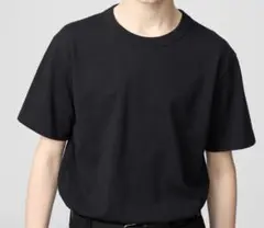 【UNIQLO U】　クルーネックt コットン　半袖　黒　男女兼用　S