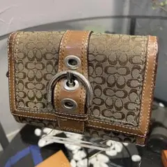 Coach 二つ折り財布 ブラウン ロゴ柄