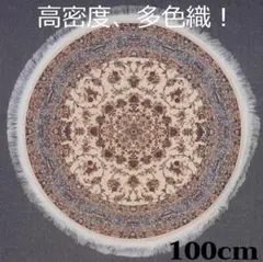 170万ノット！多色織！輝く 本場イラン産 絨毯 円形100cm‐200921