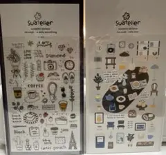 Suatelier カフェテーマ ステッカー 2シートセット