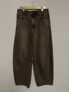GU バレルレッグジーンズ ブラウン M 221-352152