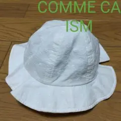 COMME CA ISM 刺繍 帽子 44 花 女 白 ピンク 日よけ コムサ