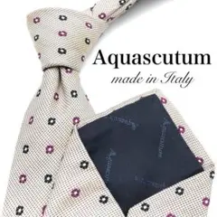 【大特価】Aquascutum ネクタイ 花柄 小紋柄 織柄 ライトグレー 淡色