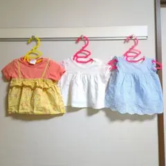 女の子服、ベビー服/70cm半袖シャツ3枚まとめ売り