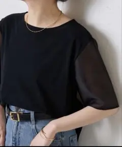 新品未使用⭐︎完売品　ハーフスリーブコンビシアーTシャツ