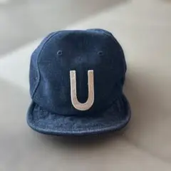 ネイビー デニムキャップ U字刺繍