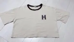 GU クロップドTシャツ ベージュ XL