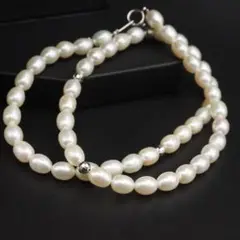 Z191 淡水真珠 パール Pt850刻印 デザイン プラチナ ネックレス