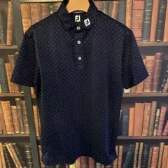 フットジョイ ネイビー ドット柄 ポロシャツ ゴルフシャツsize M
