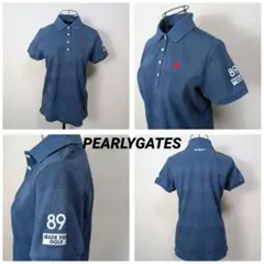 PEARLYGATESネイビー ポロシャツ 赤いロゴ刺繍UESD