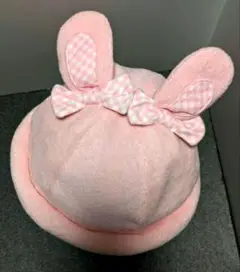シャーリーテンプル　ウサギ耳付きピンクベビー帽子　50cm