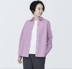 無印　良品計画　ストライプ柄　長袖シャツ　ブラウス