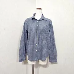 U.D.P.S フランスソルボンヌ大学　ギンガムチェックシャツ　長袖　ブルー　L