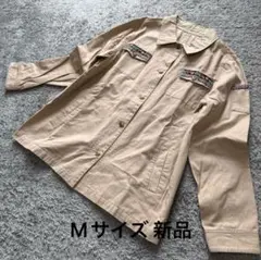 部分花柄テープシャツ型ジャケットベージュM新品