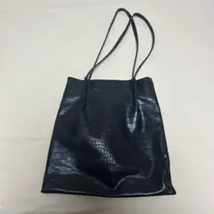 クロコダイル風 ブラック トートバッグ