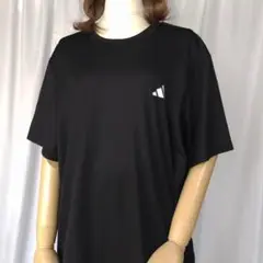 used 2XL アディダス 半袖 ポリエステル Tシャツ 黒(ブラック)系