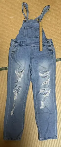 GU オーバーオール ダメージデニム 160