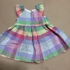 美品　GAP ベビー　キッズワンピース　カラフルチェック　80 ノースリーブ