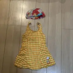 スヌーピー　女児水着:・キャップセット